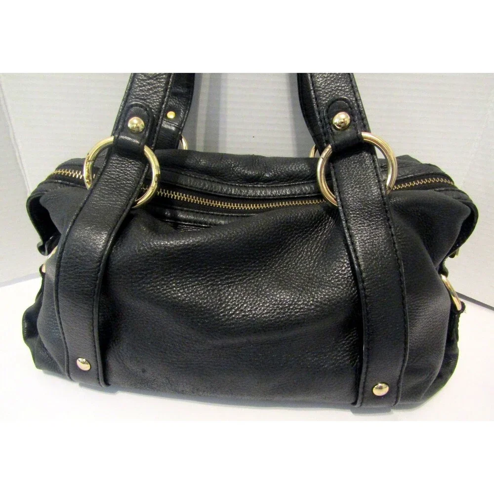 Michael Kors Satchel Bag Fulton Black Pebbled Leather Shoulder Bag Purse